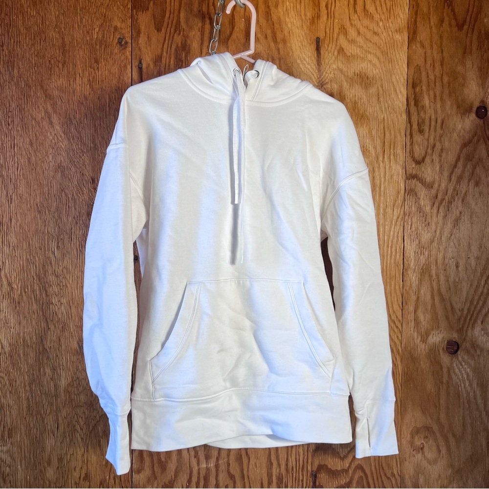 Athleta Rose Lace Tunic White Women Size XS Thumbholes Sweatshirt Hoodie